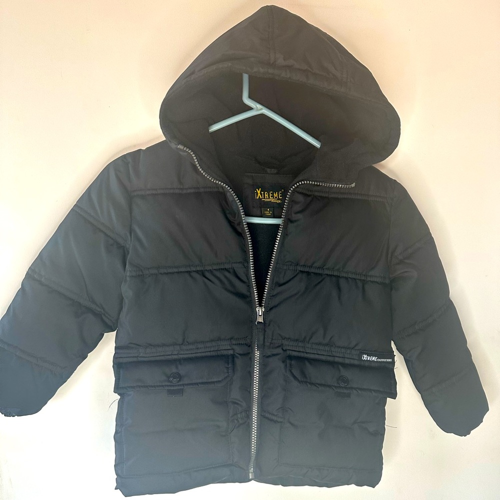 iXTREME Kids Black Hooded Zip Front Jacket